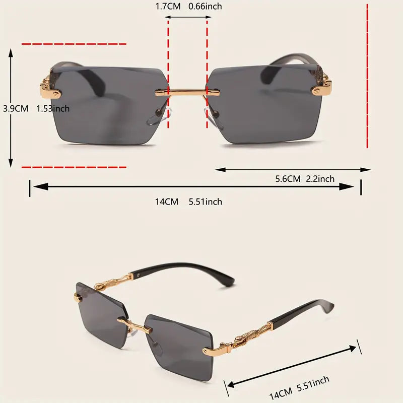 Rimless Leopard Print Temples And Compact Trendy Frame