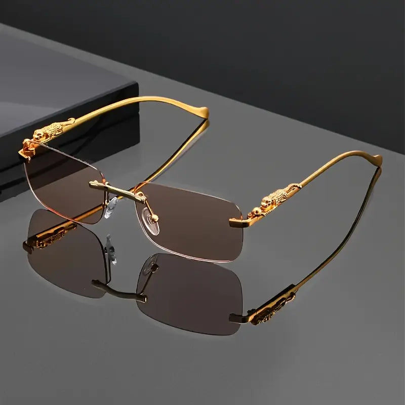 Leopard Design Fashion Glasses Lightweight Luxury Full Frame Rectangular