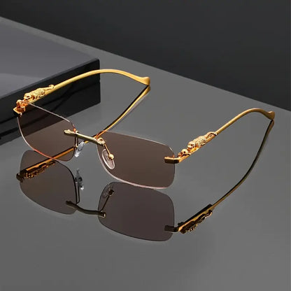 Leopard Design Fashion Glasses Lightweight Luxury Full Frame Rectangular