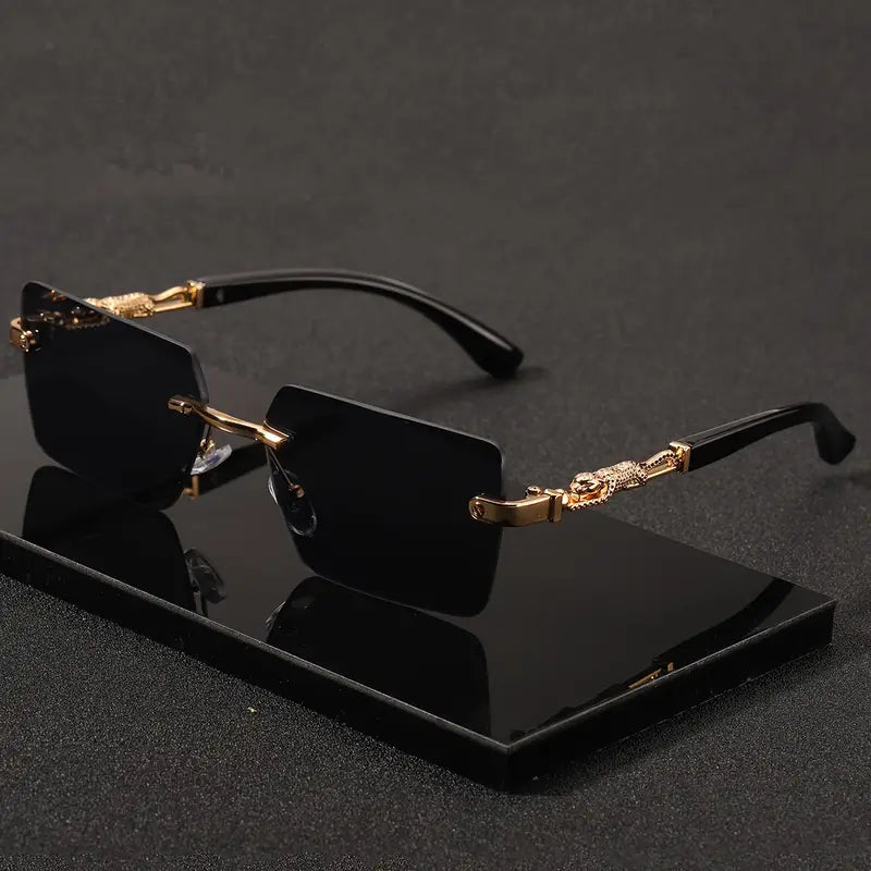 Rimless Leopard Print Temples And Compact Trendy Frame