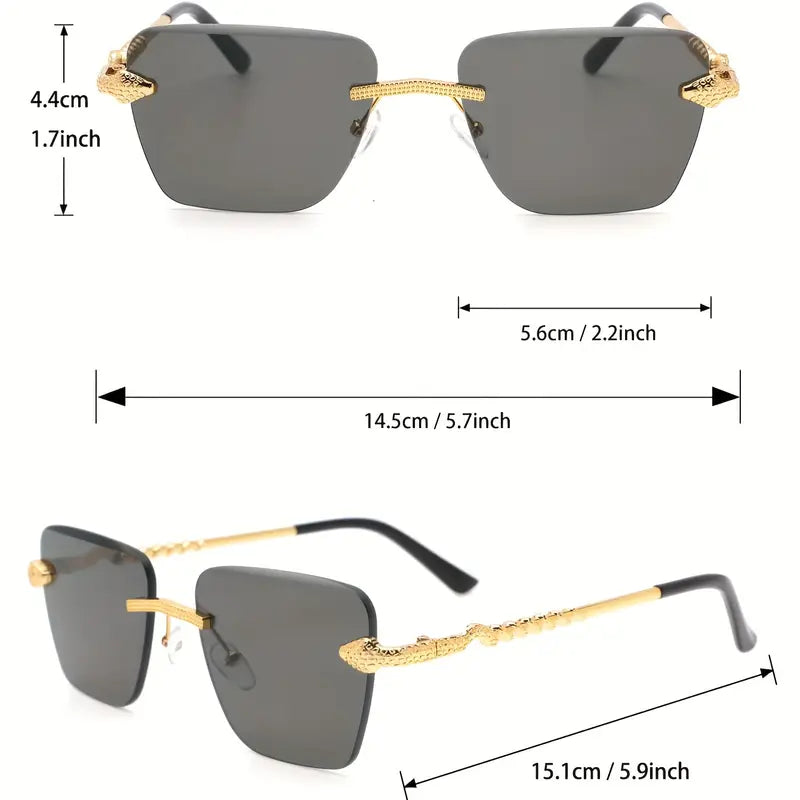 Mens Fashion Cobra Cut Edge Alloy Glasses With Snake Like Temples