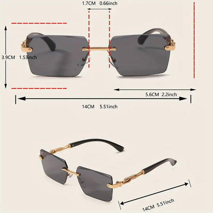 Rimless Leopard Print Temples And Compact Trendy Frame