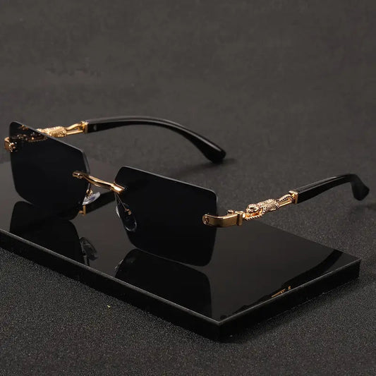 Rimless Leopard Print Temples And Compact Trendy Frame